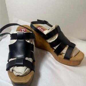 Pop Monarch Black Wedge Sandals